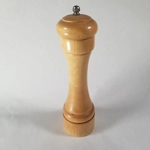 Vintage Blonde Wood Turned Pepper Mill Grinder 10.5" Tall - Picture 1 of 11