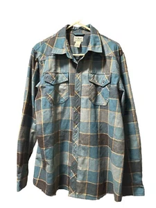 L.L. Bean Wool Blend Flannel Shirt Plaid Snap Button Up Long Sleeve L-REG - Picture 1 of 7