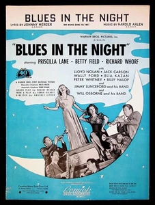 Blues in the Night 1941 w/ Priscilla Lane Movie Tie-in Sheet Music Theme Song - Picture 1 of 3
