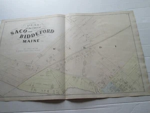 (1) MAPA "SACO & BIDDEFORD, BARRIO 1" 1872, ATLAS DEL CONDADO DE YORK, SANFORD, EVERTS  - Imagen 1 de 5