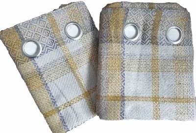 Next DALTON CHECK YELLOW Eyelet Curtains 168(W)x183cm - Fully Lined Curtains - Image 1 of 4