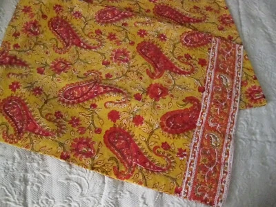 POTTERY BARN Elmira Paisley Table Runner Yellow Red Green Cotton  16"X90" - Image 1 of 4