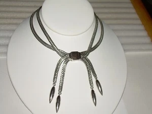 Vintage Silver Tone Monet Choker With Adjustable Dangling Pointed Drops -1950's  - Picture 1 of 12