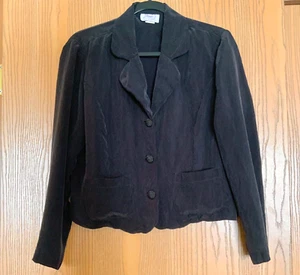 VINTAGE SHARI FASHIONS INC BOLERO SHORT JACKET DARK PURPLE SIZE M BUTTON UP - Picture 1 of 6