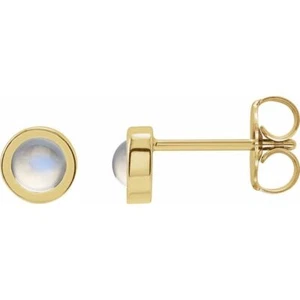 Juego de biseles de piedra lunar arco iris cabujón en oro amarillo 14K - Imagen 1 de 2
