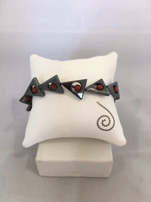 "Pulsera de hematita y jaspe rojo 8""" Foto 1 de 2