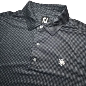 Footjoy Mens XL Black & Grey Houndsooth Pattern S/S Athletic Golf Polo Shirt - Picture 1 of 6