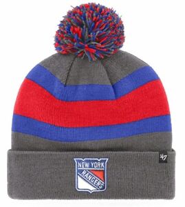 New York Rangers NHL '47 Charcoal Breakaway Cuff Pom Knit Hat Cap Adult Beanie