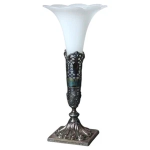 Jarrón antiguo de vidrio esmerilado y plateado C1910 - Imagen 1 de 6