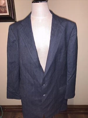 Vintage GIVENCHY Suit Men's 44R Blue Pinstripe Worsted Wool EUC (A4) - Image 1 of 4