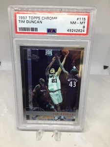Tim Duncan RC HOF 1997 Topps cromo #115 PSA 8 - Imagen 1 de 2