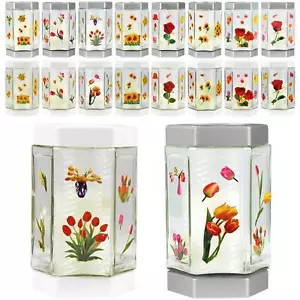 Windlicht Glas inkl. Blumen Sticker Gartenlaterne Outdoor Windlichter Kerzenglas - Bild 1 von 61