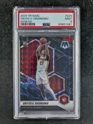 2020-21 Panini Mosaic ONYEKA OKONGWU Rookie RC Genesis Prizm SP Hawks #225 PSA 9 - Image 1 of 3