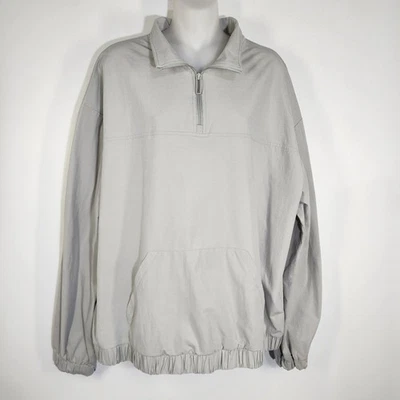 Chaqueta Pullover Zara Para Hombre L XL Cuarto Cremallera Dobladillo Elástico Manga Larga Gris Bolsillo Foto 1 de 4