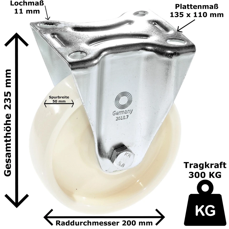 BS Rollen Bockrolle 200mm Kunststoff