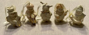 Lenox Snowman Stand About Set of 5 Ornaments with Musical Instrument - Picture 1 of 10
