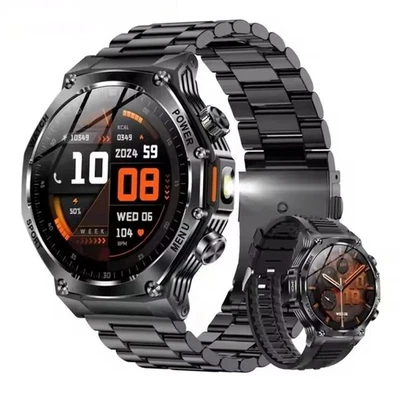 AK82 Sports Smartwatch 1,8" IP68 Wasserdicht Gesundheitsüberwachung Taschenlampe - Bild 1 von 4