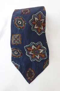 Vintage Hahn Krawatte Navy Medaillon Print Krawatte Retro 90er Preppy Classic USA - Bild 1 von 5