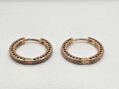 ❤️ 正品潘多拉玫瑰闪亮心形耳环 🎁 — 第 1/4 张图片