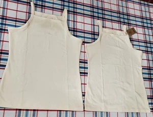 Girl's Stretch Jersey Cami Top 2 Pack Size XL 12 Off White Cream Color - Picture 1 of 3