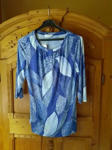 Shirt von Helena Vera Gr. 40, Blau-weiß, NEU - Bild 1 von 1