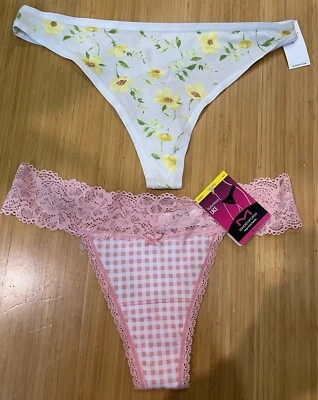 2 pares de bragas de tanga Maidenform talla mediana 6 y antiguas azul marino talla L nuevas con etiquetas Foto 1 de 2