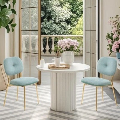 5PCS Modern Dining Set Coffee Table Set Kitchen Round Table+4 Upholstered Chairs - Image 1 of 4