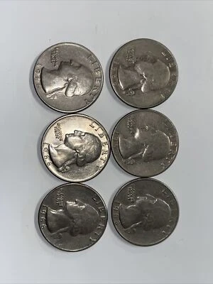 1966 Liberty Quarter Dollar US Coin No Mint Mark Rare Mint Error, lot of 6 - Image 1 of 4