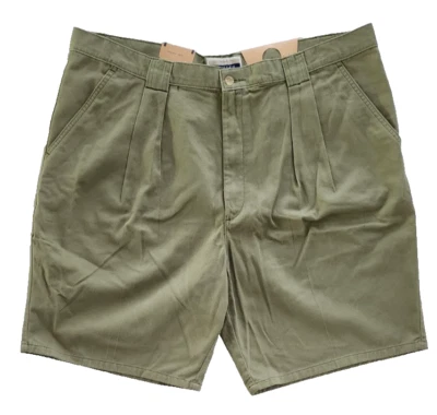 Pantalones Cortos Baxter Chino Oliva Plisados Calce Cómodo Para Hombre 100% Algodón Cintura 40* Foto 1 de 4