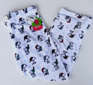 SNOOPY Wears Winter Hats & Snowflakes FLEECE LOUNGE PAJAMA PANTS Ladies S M L XL - Picture 1 of 4