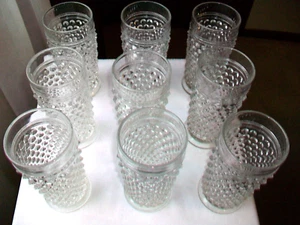 9 VINTAGE ANCHOR HOCKING DEPRESSION HOBNAIL 13 OZ FLAT ICED TEA RARE 1934- 1936 - Picture 1 of 10