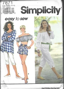 Simplicity Easy Pattern #7871-Misses Slim Fit Capri Pants/Short-Top  10-16 - Picture 1 of 1