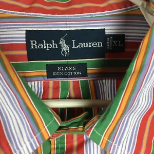 Polo Ralph Lauren Blake Shirt Mens Xl Long Sleeve Vtg 90s Color Block Striped - Picture 1 of 8