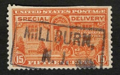 US 1931 #E16 Special Delivery 15c Orange Motorcycle Messenger VF Used - Image 1 of 2