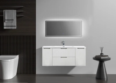 Themis 48″ White Wall Mount Vanity With A Integrated Sink - Image 1 of 2