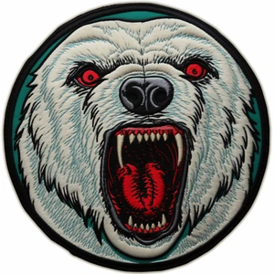 Polar Bear Patch Iron-on Applique Apocalypse Badge Zombie Artic Animal Mutated - Picture 1 of 12