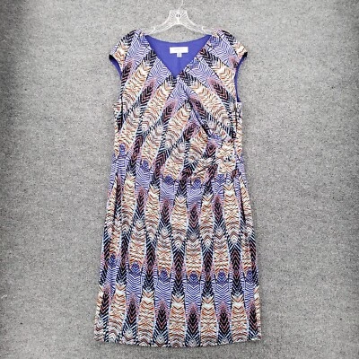 Vestido Kasper Mujer 16 Azul Midi Cambio Cuello en V Tropical Manga Corta Línea A Boho Foto 1 de 4