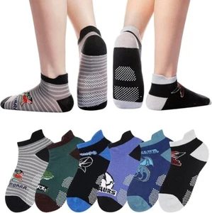 6 Pack Kids Boys Dinosaur Cotton Ankle Grip Socks 9-13 Years Non Slip - Picture 1 of 3