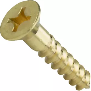 #12 x 1-1/2" Solid Brass Wood Screws Flat Head Phillips Drive Qty 50 - Picture 1 of 5