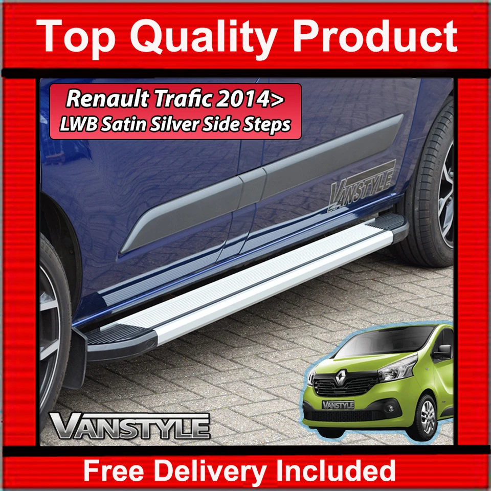 VANSTYLE FITS RENAULT TRAFIC 14> SIDE STEPS LWB SIDE BARS SILVER RUNNING BOARDS PAIR STEP