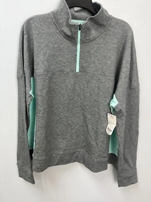 Xersion Gray w/ Blue Mock Neck Long Sleeve Quarter-Zip Pullover Wmn's Sz XXL - Image 1 of 4
