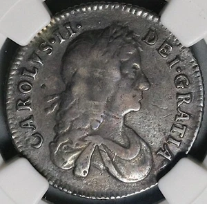 1668 NGC VF 20 Charles II Shilling 1st Bust Rare Britain Coin POP 1/1 (23061501C - Picture 1 of 7