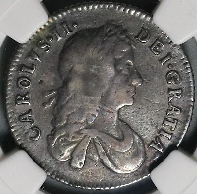 1668 NGC VF 20 Charles II Shilling 1st Bust Rare Britain Coin POP 1/1 (23061501C - Image 1 of 4