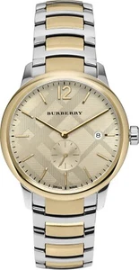 Montre Homme Authentique BURBERRY MADE SUISSE Argentée et Or Date. 449,00€ NEUVE - Foto 1 di 14