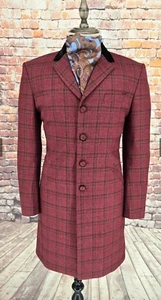 Cappotto Mod Retro Skinhead 3/4 4 Bottoni Quadri Rossastri - Foto 1 di 4