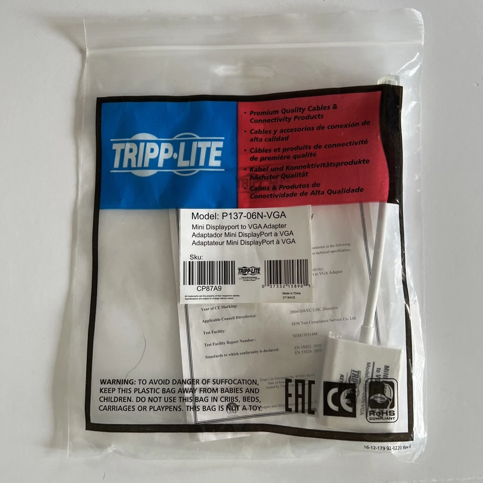 Tripp Lite P137-06N-VGA White Mini DisplayPort Adapter to VGA Adapter - Image 1 of 1