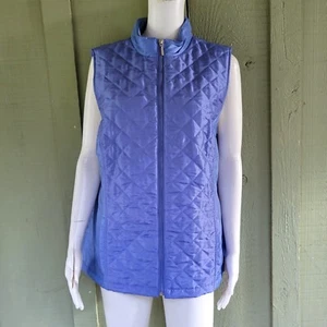 CHICO'S Weekends Blue Quilted Vest Gilet Sz 3 or US 16 Zip Front - Picture 1 of 3