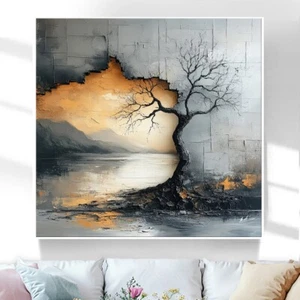 Leinwand Bild Landschaft Baum 3D Modernes Gemälde Wandbilder XXL Wohnzimmer 7738 - Bild 1 von 7