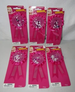 AMERICAN GREETING MATTEL PINK BARBIE CONFETTI FILLED AWARD EVENT RIBBON 6 PC SET - Picture 1 of 4