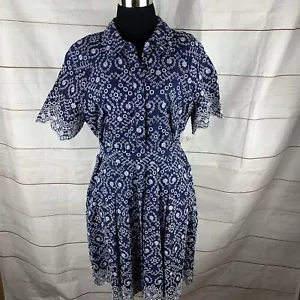 Alex Marie Dress Lace Cotton Embroidered Eyelet Lined short-sleeved Collar L M - Picture 1 of 24